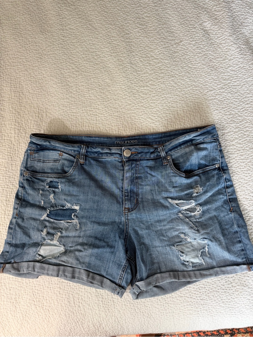 Maurice’s Distressed Light Wash Denim Shorts